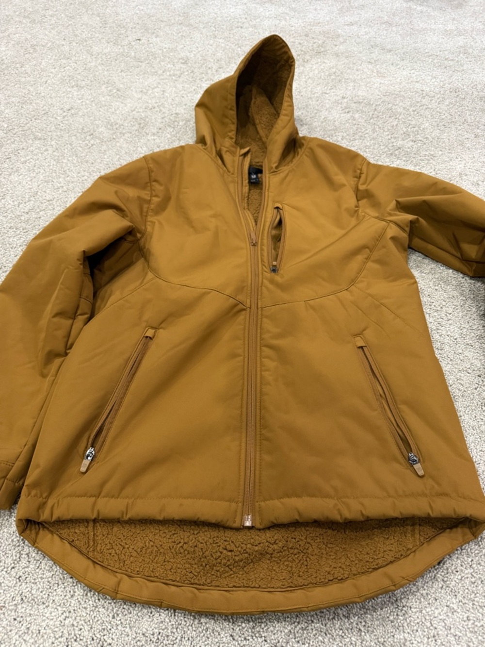 all in motion Men’s Hooded Performance Jacket - Brown/mustard color